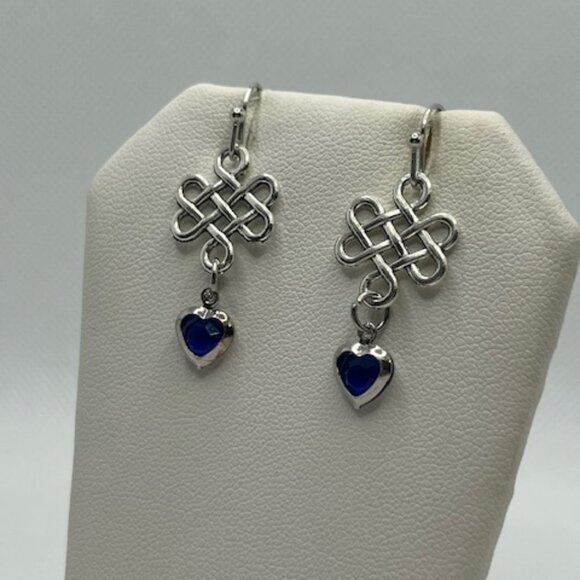 Blue Heart Knot Earrings - Picture 4 of 6